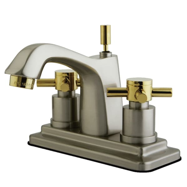 Kingston Brass KS8649DX 4" Centerset Bathroom Faucet, Brushed Nickel/Polished Brass KS8649DX - main